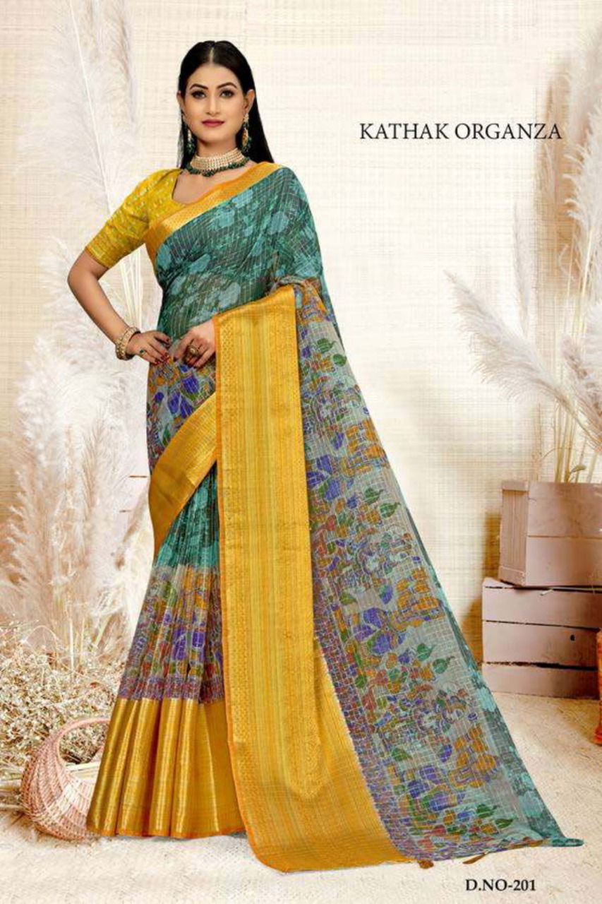 Ynf Kathak Organza Ethnic Wear Fancy Designer Saree Collection 